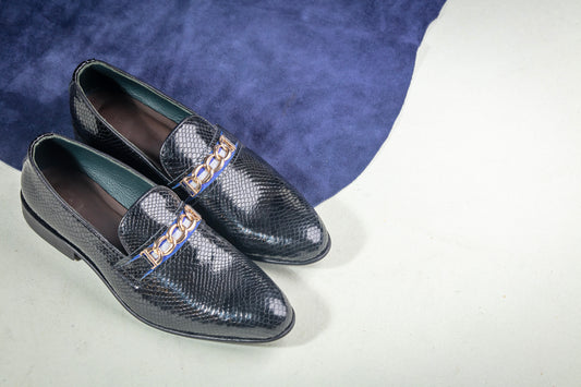 BLACK REPTILE LOAFER