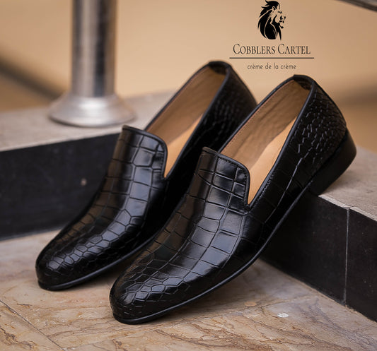 Black Reptile Loafers